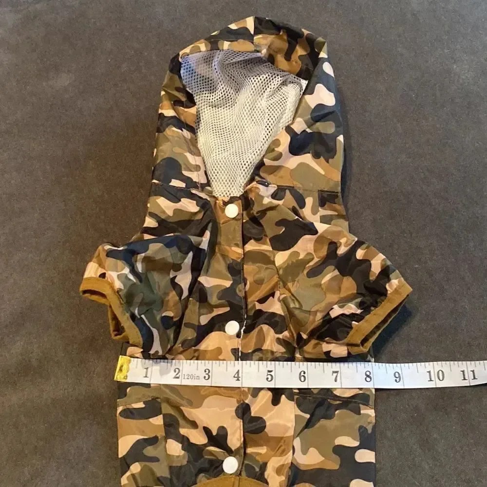 Dog Coat Jacket Suit with Hoodie Camouflage Design D-Ring for Leash Size L NWOT